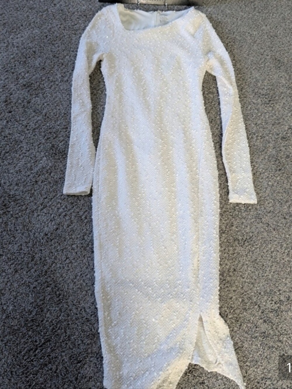 Euc Jennifer Lopez White Long-Sleeve Sparkle Midi Dress 0 - Originally $70